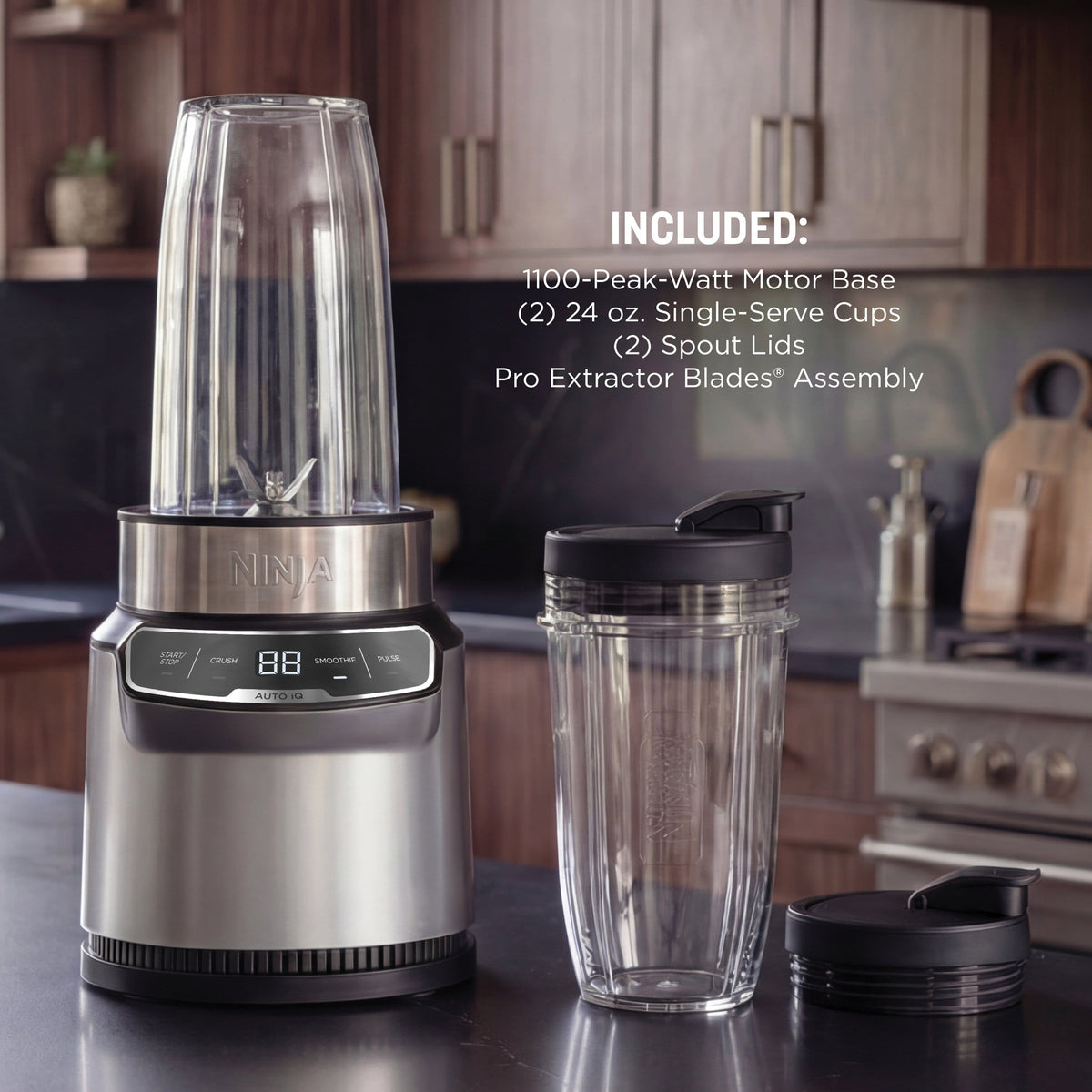Ninja - Nutri-Blender Pro Personal Blender with Auto-iQ - Cloud Silver