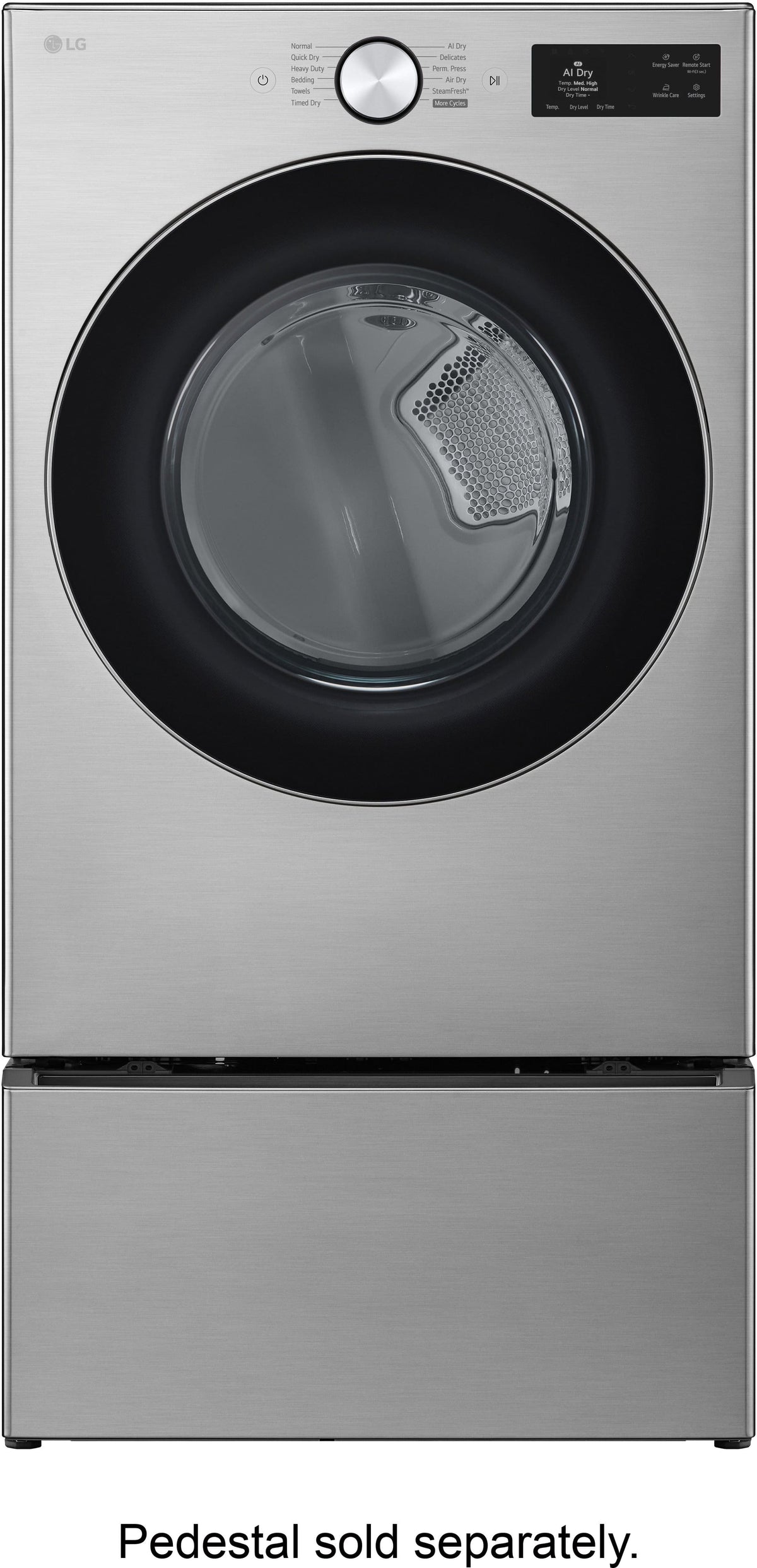 LG - 7.4 Cu. Ft. Smart Gas Dryer with Steam and AI Sensor Dry - Graphite Steel