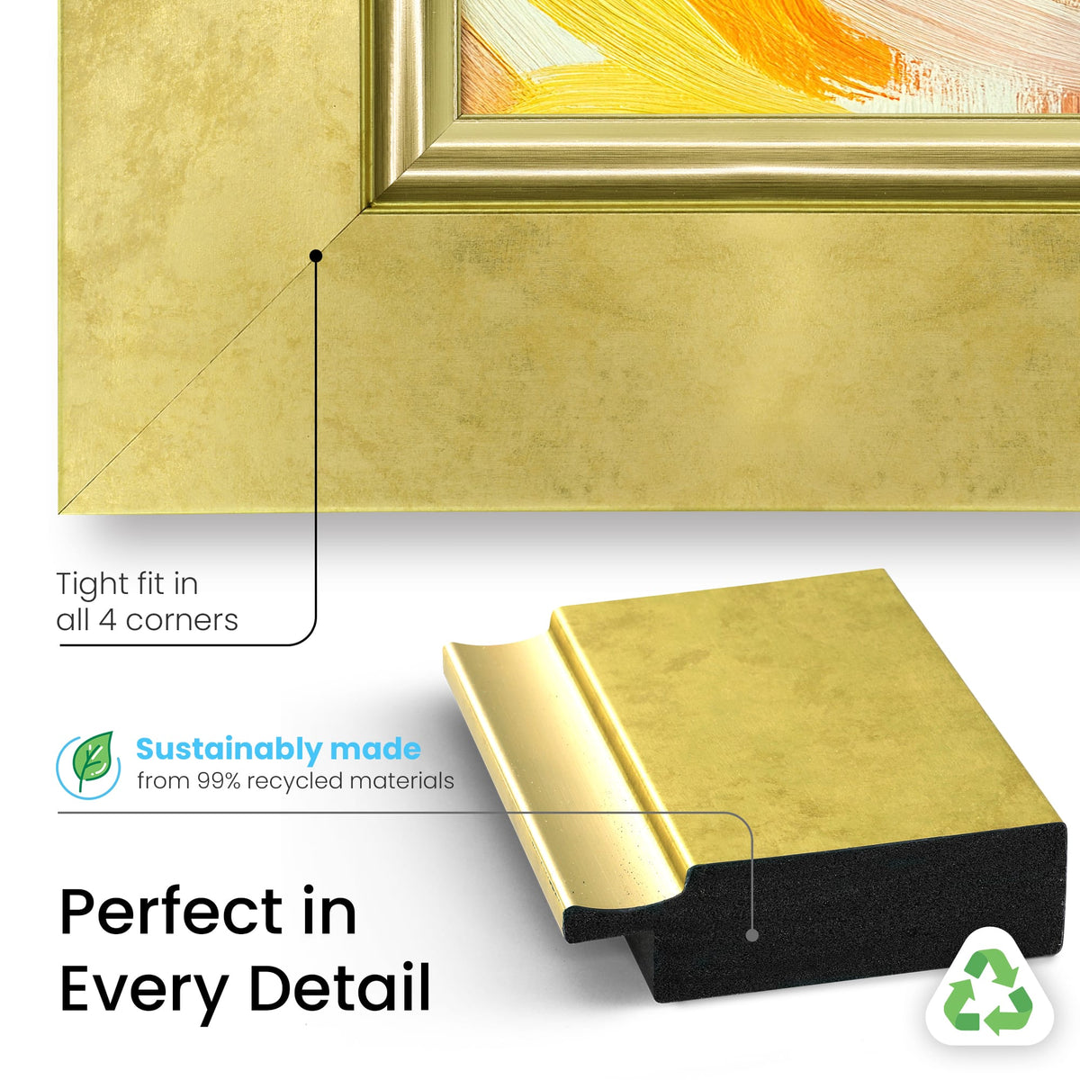 Deco TV Frames - Premiere Bezel for Samsung The Frame and Frame Pro TV - Contemporary Gold