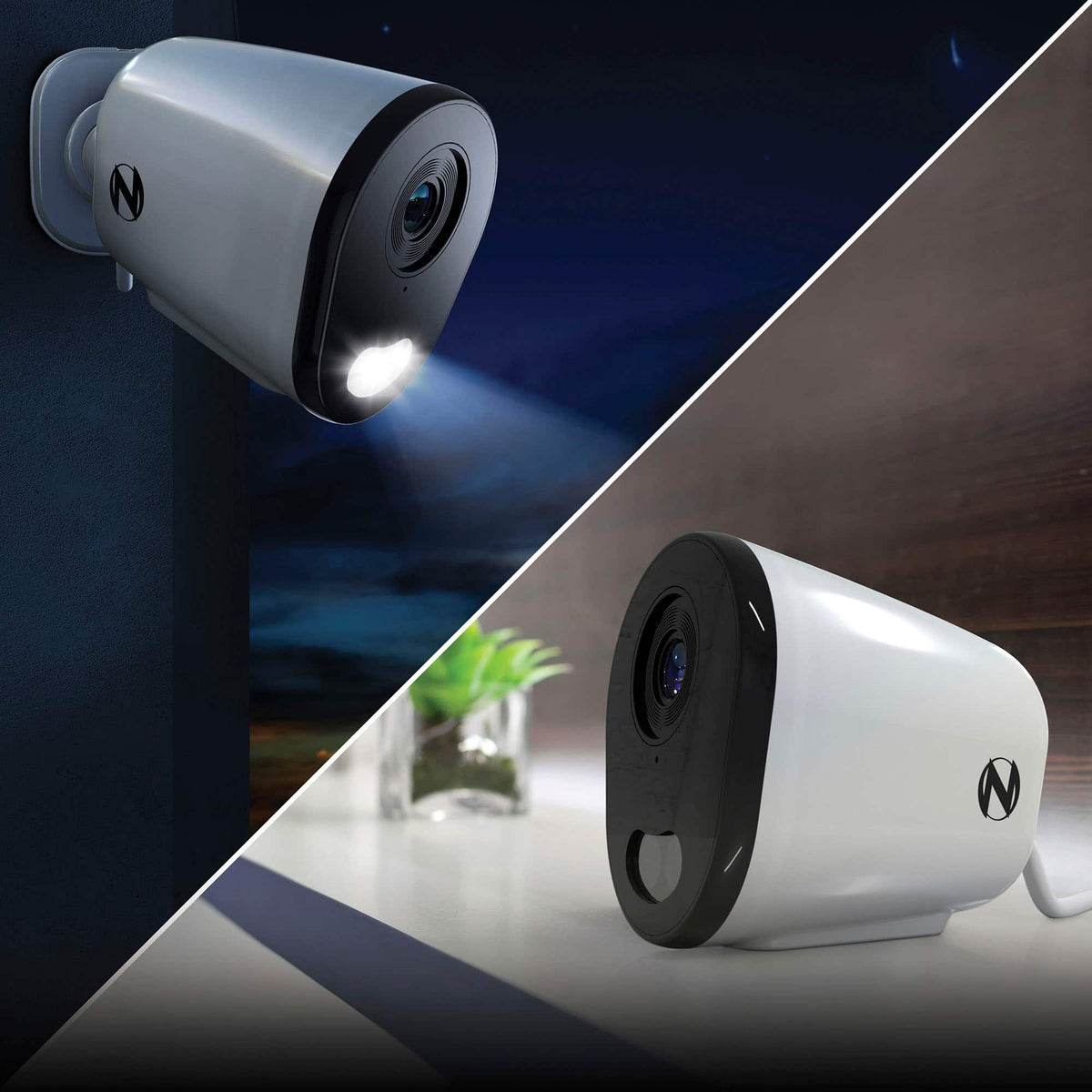 Night Owl - 8-Channel, 4-Camera Indoor/Outdoor Plug-In Wi-Fi IP 4K 64GB Security System - White