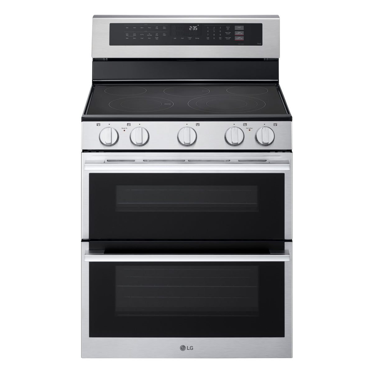 LG - 30-in 7.3 Cu. Ft. Freestanding Double Oven Elec True Convection Smart Range w/ 5 Elements, Air Fry and UltraHeat 3.2 kW - Stainless Steel