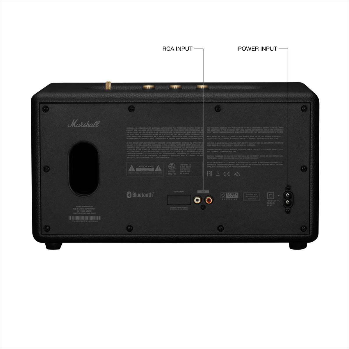 Marshall - Stanmore III Bluetooth Home Speaker with Bass / Treble / Volume Controls and 3.5 mm Auxiliary / RCA Inputs - Black
