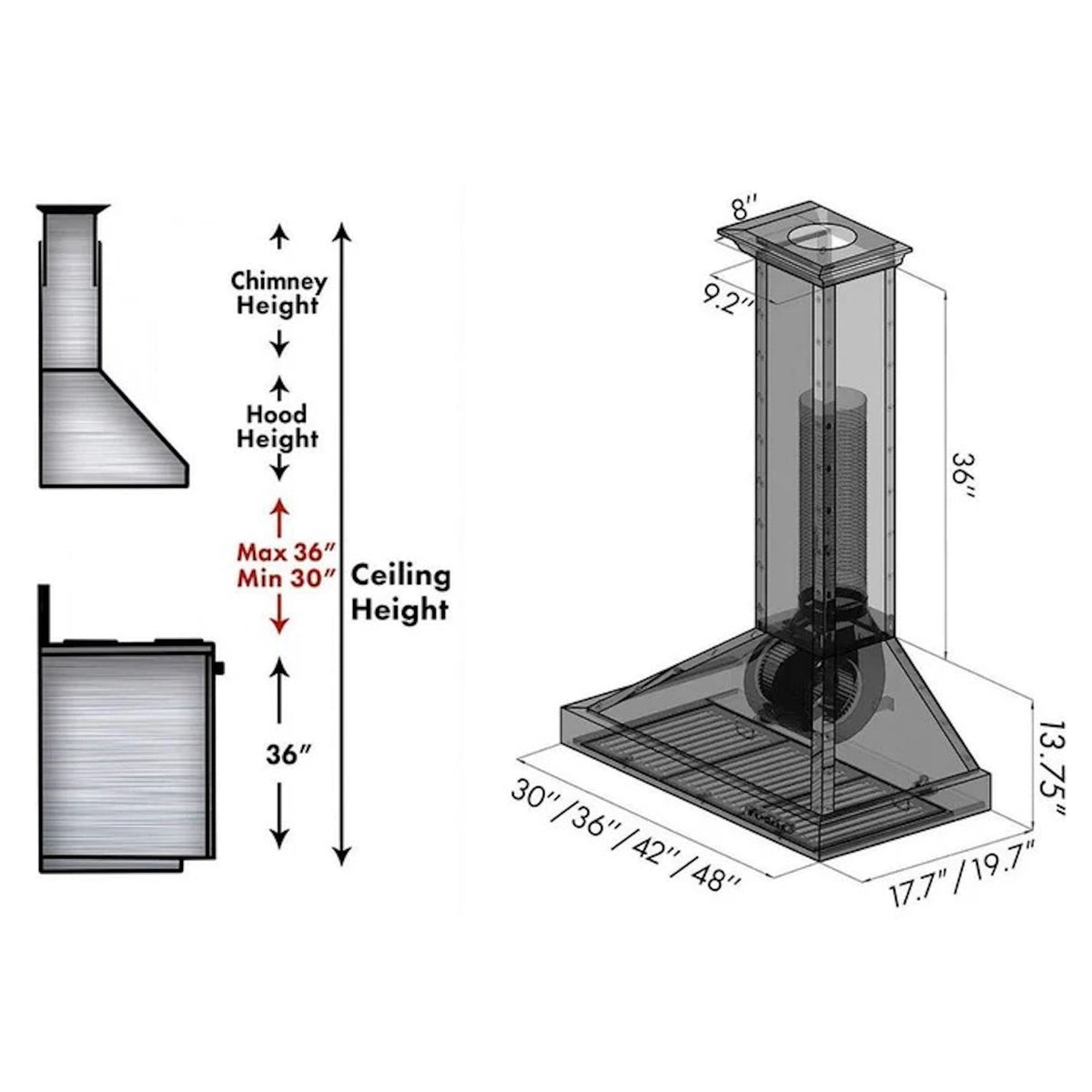 ZLINE - 30 inches - Externally Vented - Wall Range Hood - Oil-Rubbed Bronze