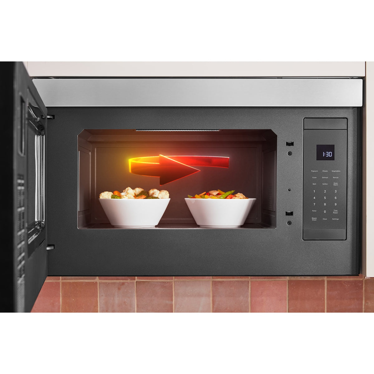 KitchenAid - 1.1 Cu. Ft. Over-the-Range Microwave with Flush Built-in Design and PrintShield Finish - Stainless Steel
