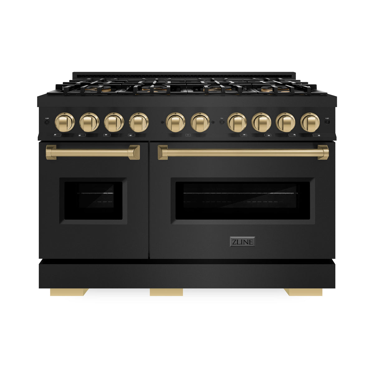 ZLINE - Autograph 48 in. 6.7 cu. ft. Classic Freestanding Gas Range with DuoPro Cooktop in Black Steel and Bronze Accents - Black Stainless Steel