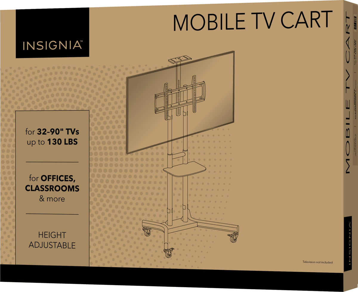 Insignia™ - Mobile TV Cart with Shelves for Most 32-90" TVs - Black