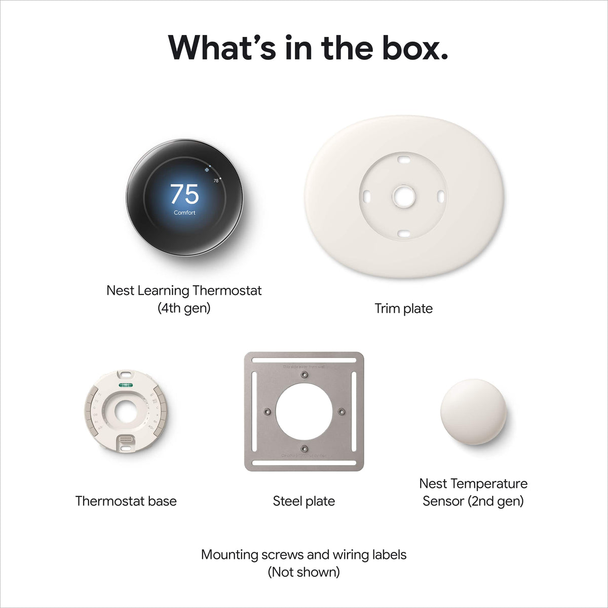 Google - Nest Learning Thermostat (4th gen) with Nest Temperature Sensor (2nd gen) - Polished Obsidian