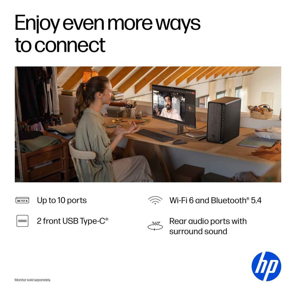 HP - OmniDesk Desktop - AMD Ryzen 7 8700G 2024 - 16GB DDR5 Memory - 1TB SSD - Gray Wood