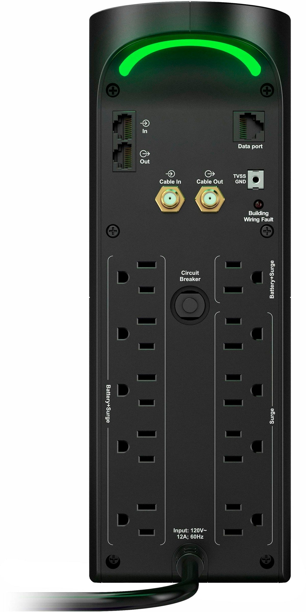 1500VA, 120V APC Back-UPS Pro Gaming with Pure Sinewave, RGB Reactor Circle, 3 USB, 10 outlets (4 surge) - Black