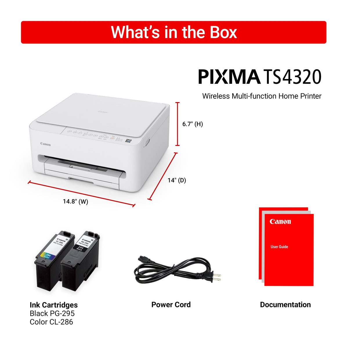 Canon - PIXMA TS4320 Wireless All-In-One Inkjet Printer - White