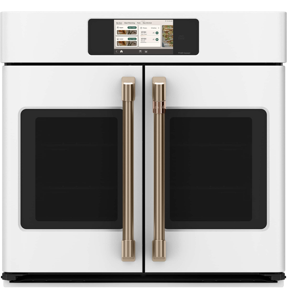 Café - 30" Smart Built-In Single Electric Convection French-Door Wall Oven with Air Fry and Precision Cooking Modes - Matte White