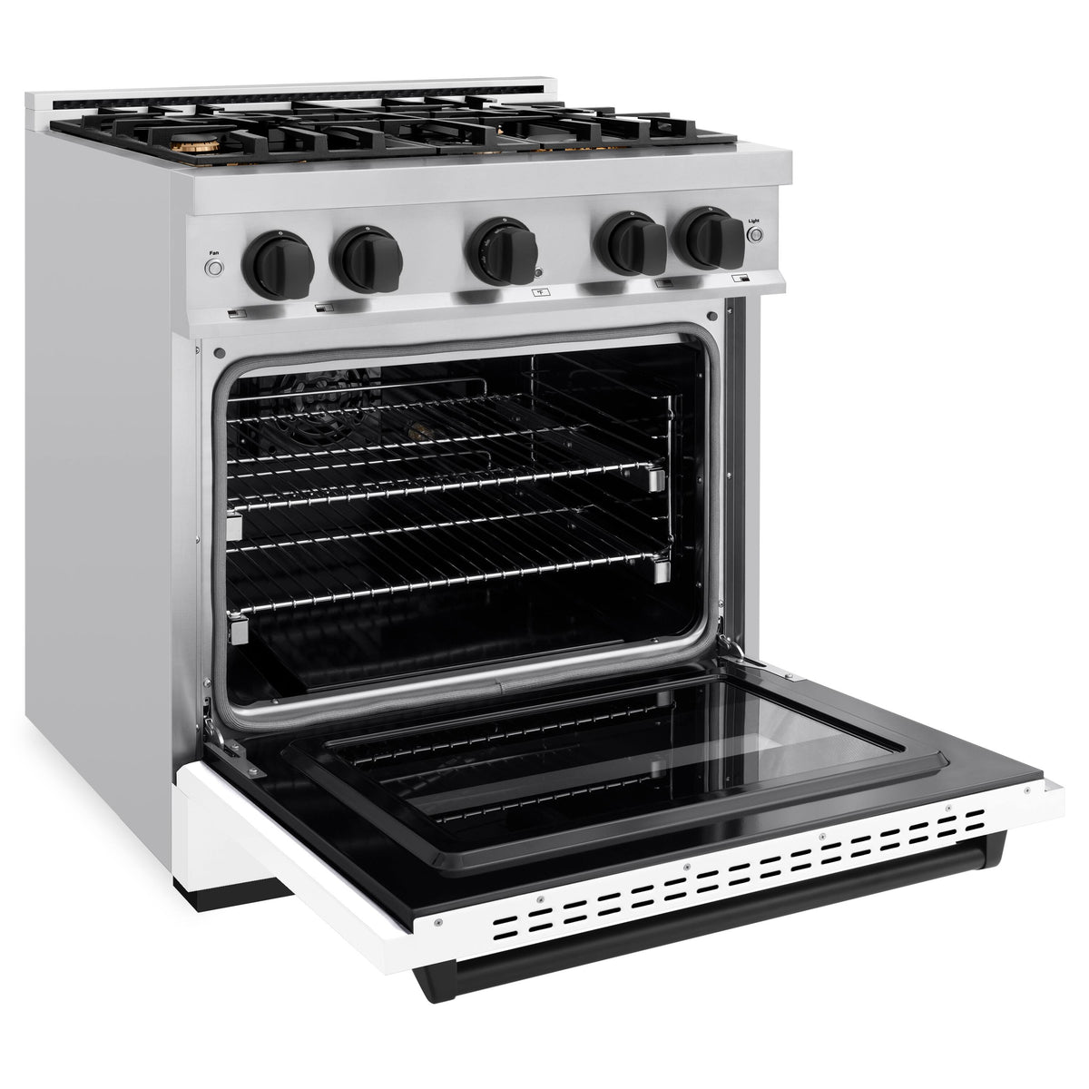 ZLINE - 30 in. Wide 4 Burner Autograph Classic Gas Range Black Accents (CGRZ-WM-30-MB) - White