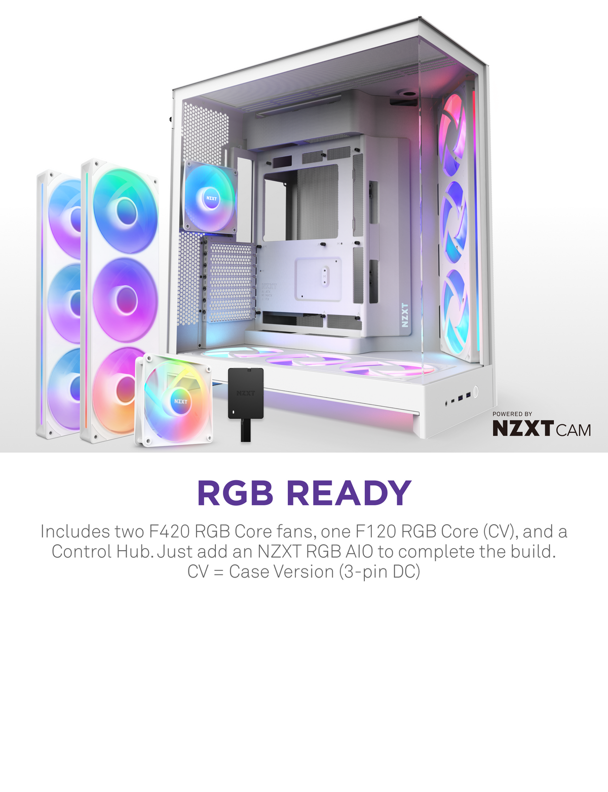 NZXT - H9 Flow+ RGB 2025 ATX Mid-Tower Dual-Chamber PC Case - White