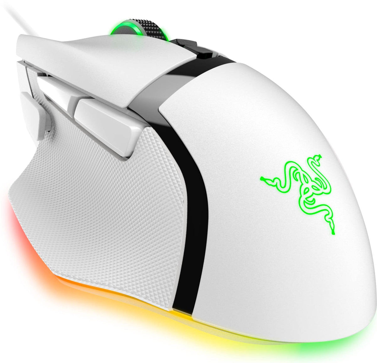 Razer - Basilisk V3 Optical Gaming Mouse with Chroma RBG Lighting - Wired - White