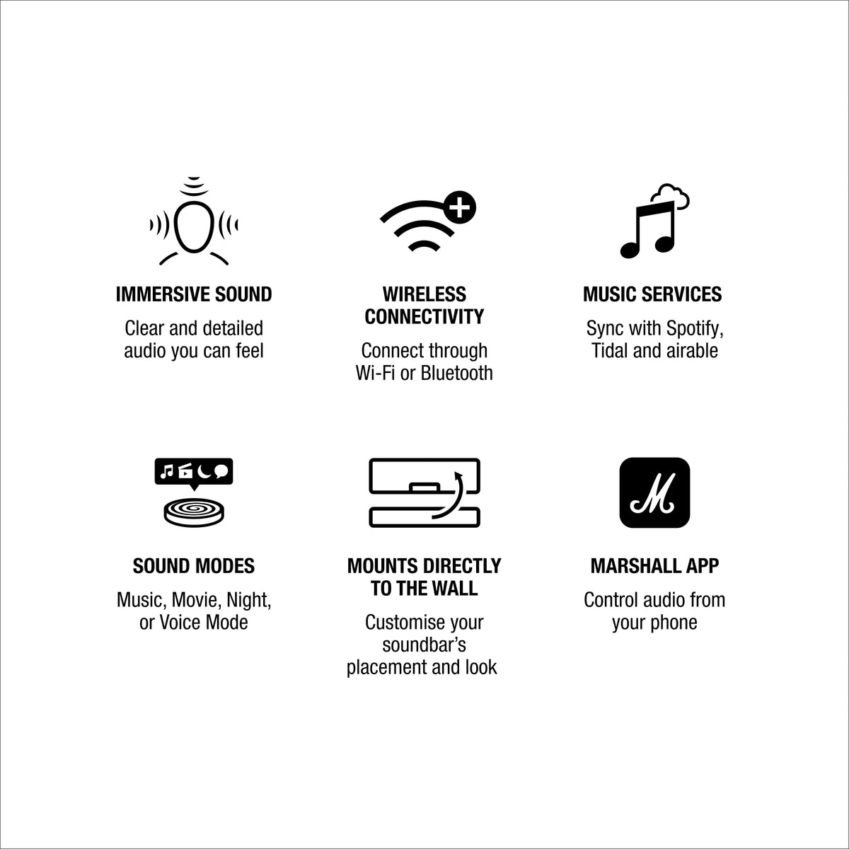 Marshall - Heston 60 Soundbar with Dolby Atmos Immersive Sound for TV / Movies / Music - Cream