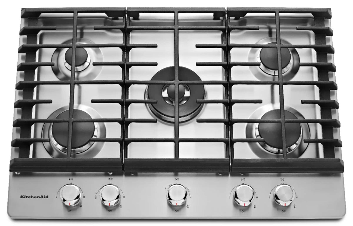 KitchenAid - 30 in. Wide 5 burners Built-In Gas Cooktop - Stainless Steel
