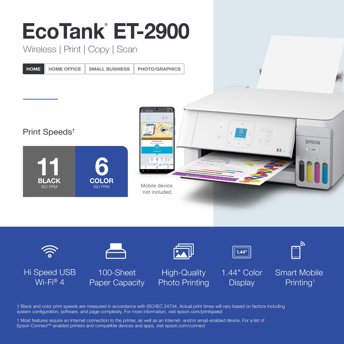 Epson - EcoTank ET-2900 Wireless All-in-One Color Supertank Inkjet Printer - White