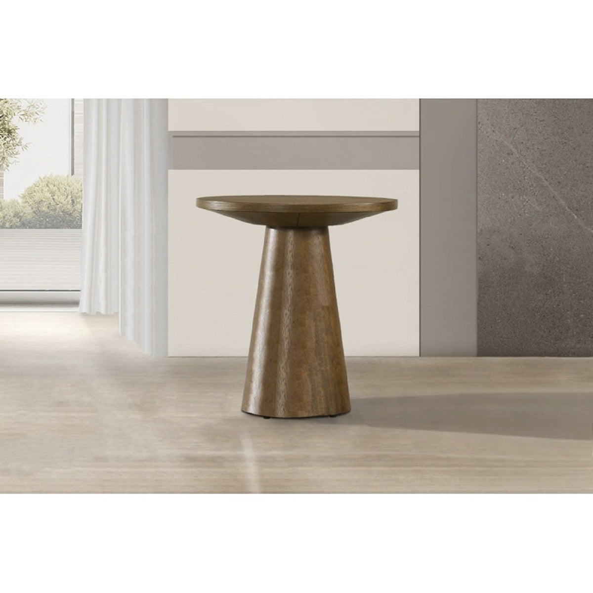 Mesa de consola redonda con base de pedestal
