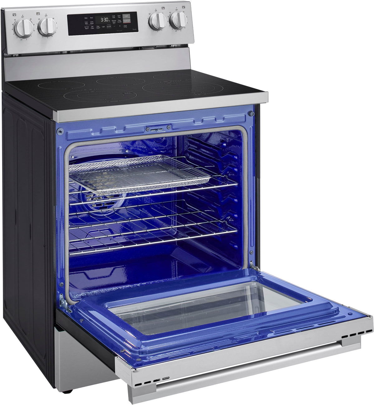LG - 30-in Wide 6.3 Cu. Ft. Freestanding Electric True Convection Smart Range with 5 Elements, Air Fry and UltraHeat Element - Stainless Steel