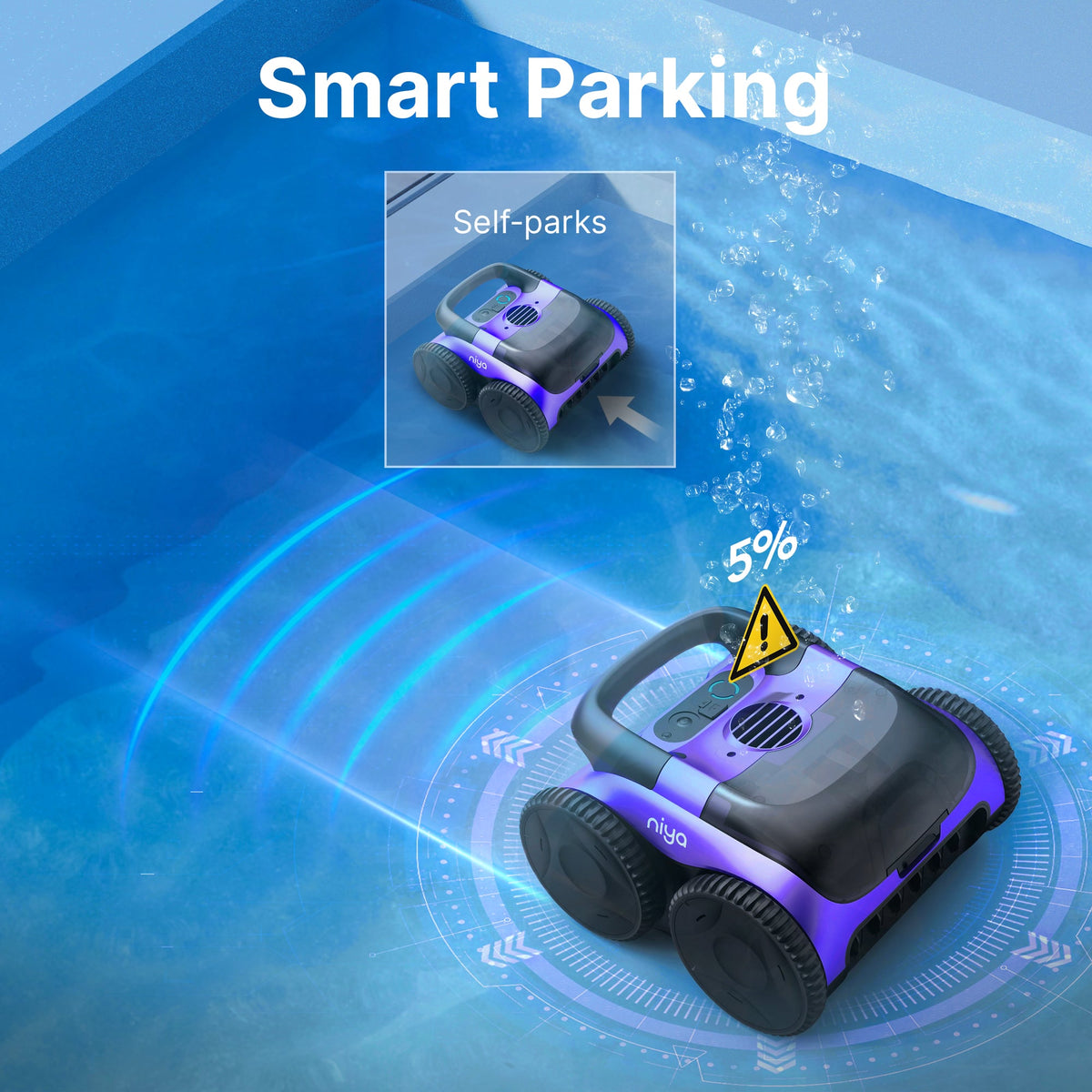 Niya - Sonar 20 Cordless Robotic Pool Vacuum Cleaner from the Creators of Dolphin, Smart Park, Outdoor Charging