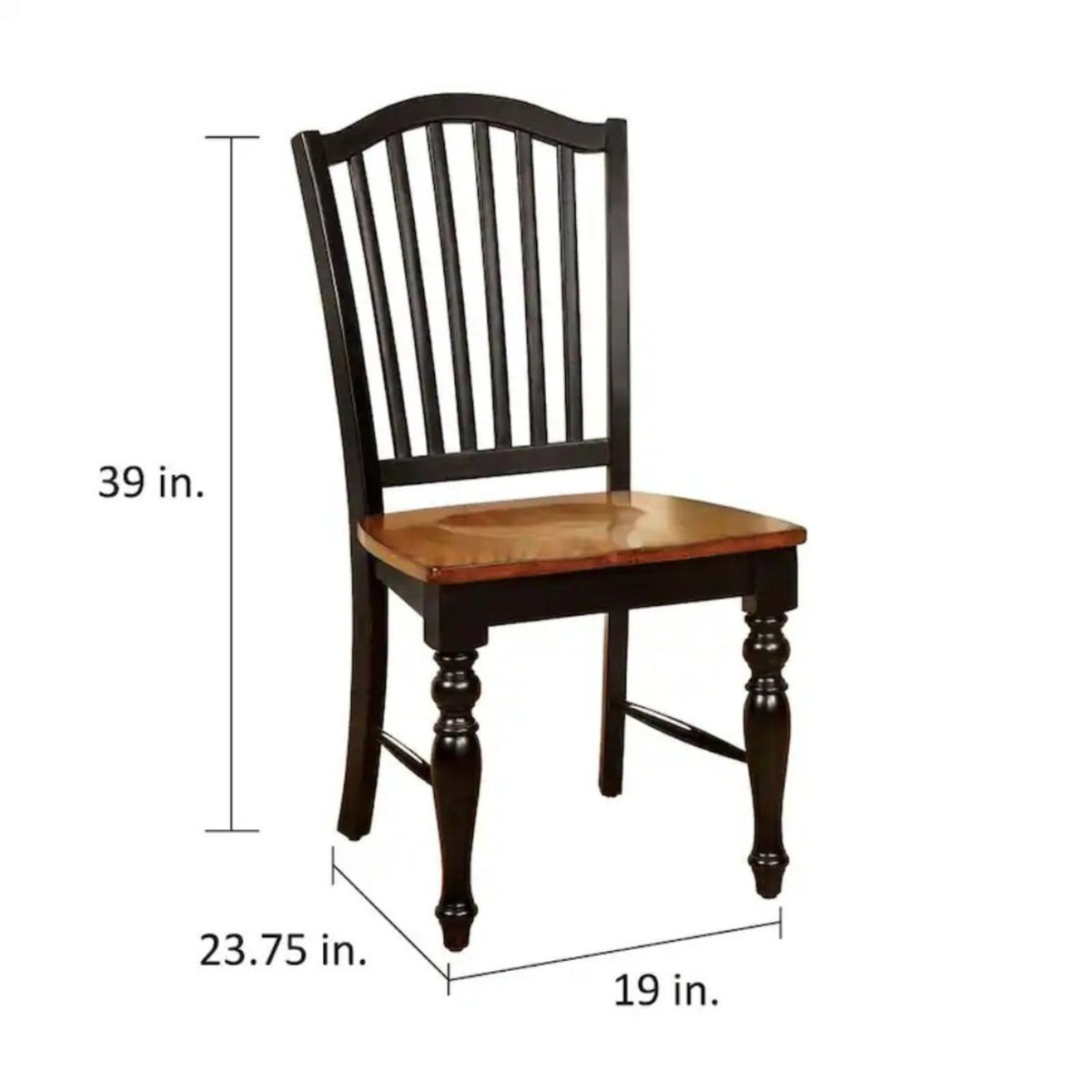 Sillas de comedor (juego de 2) - Negro / Roble