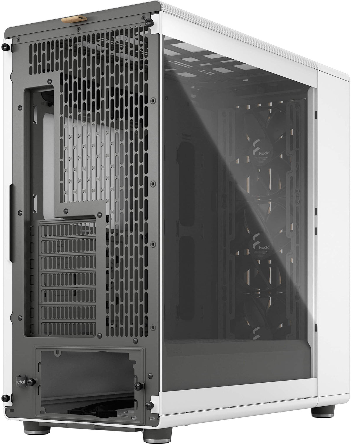 Fractal Design - North XL Chalk White Chassis with Oak Front and Clear TG Side Panel Mid-Tower PC Case - White