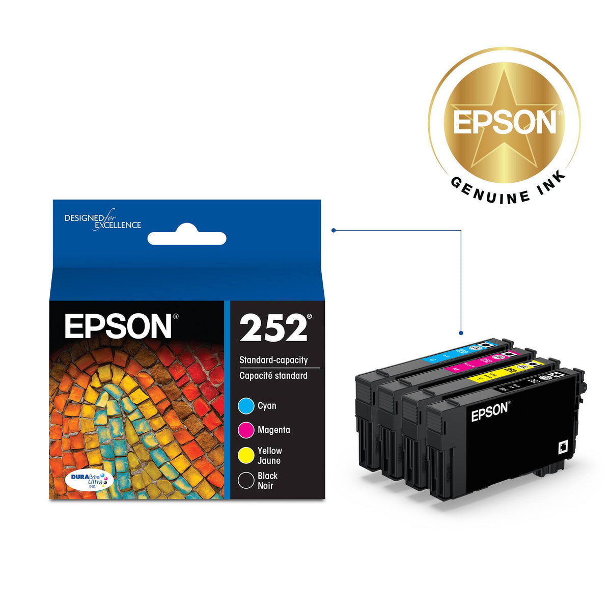 Epson - 252 4-Pack Ink Cartridges - Black/Cyan/Magenta/Yellow