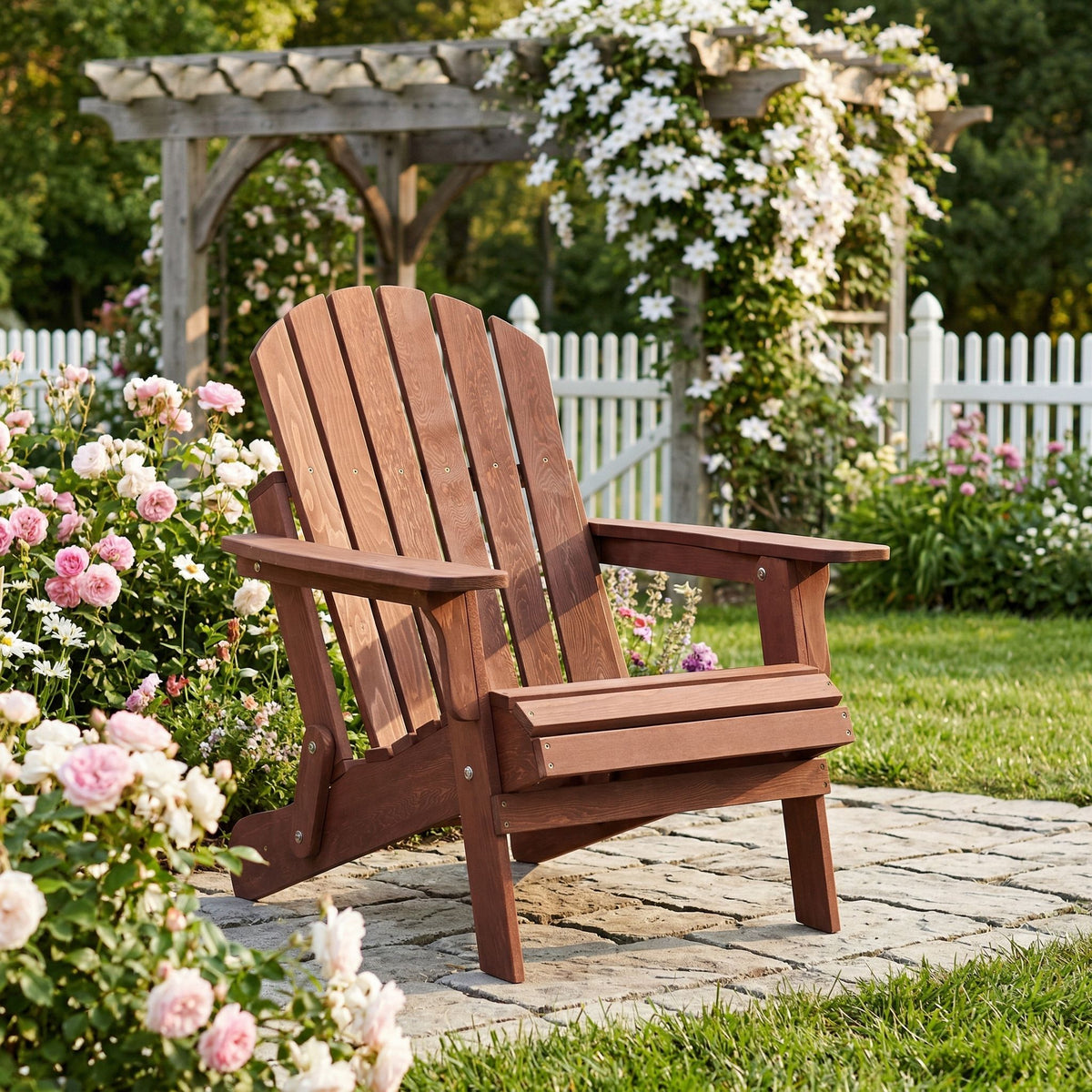 Sillón de jardín Adirondack plegable de gran tamaño, Silla de patio para jardín