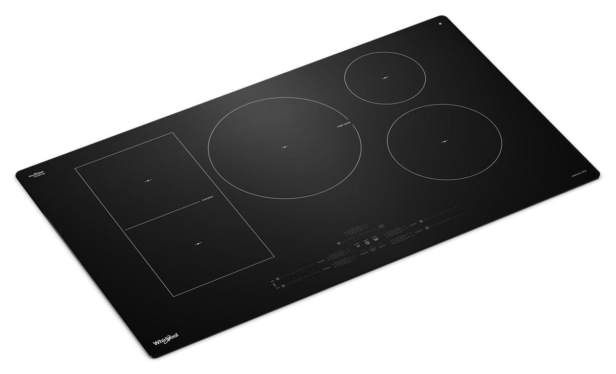 Whirlpool - 36 in. Wide 5 element Electric Induction Cooktop with Temp Cook Technology and WipeClean Coating - Black