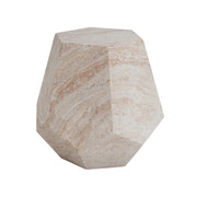 Outdoor / Indoor Lightweight Concrete Side Table, Hexagonal Round Travertine Accent Table - Beige