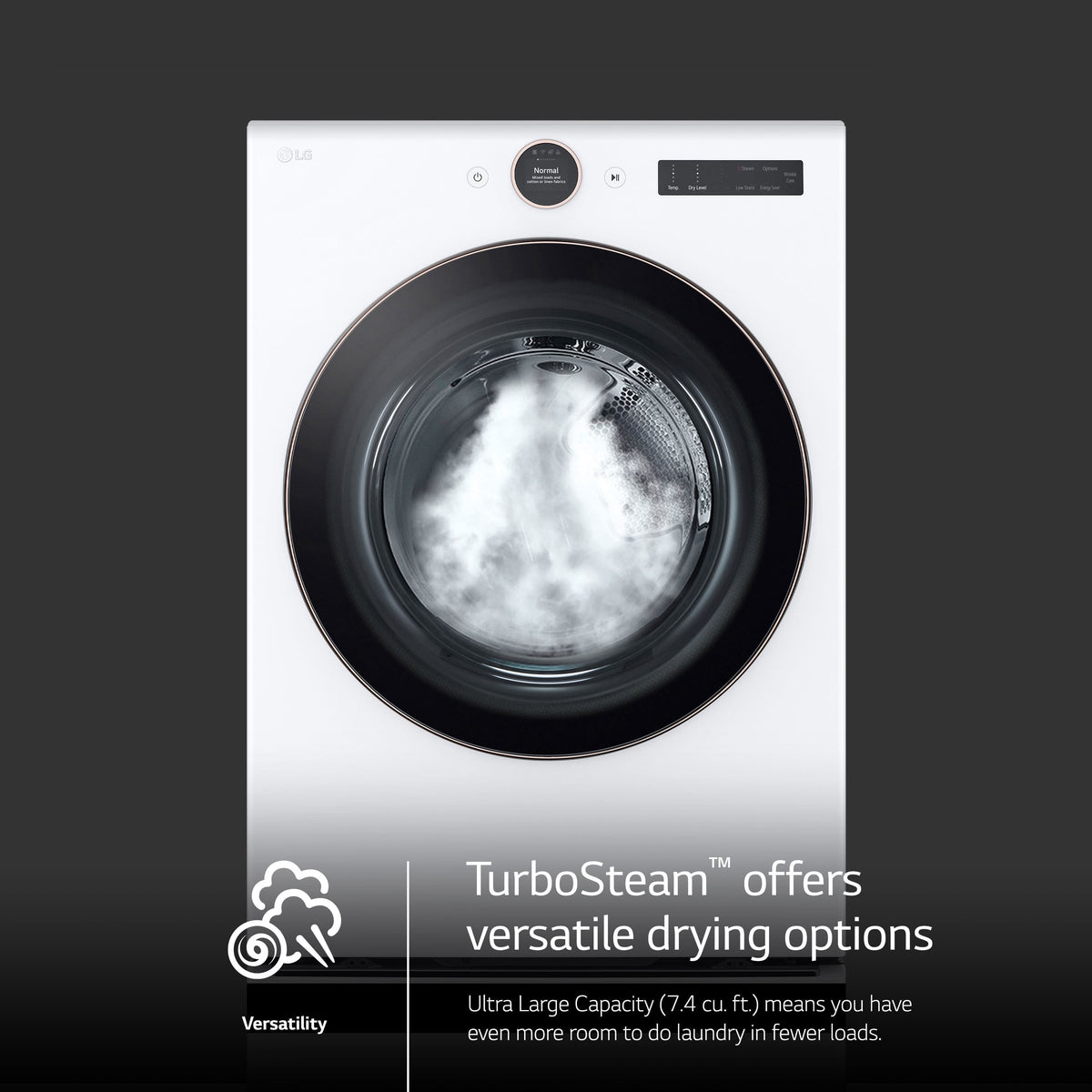 LG - 7.4 Cu. Ft. Stackable Smart Gas Dryer with Steam and Sensor Dry - White