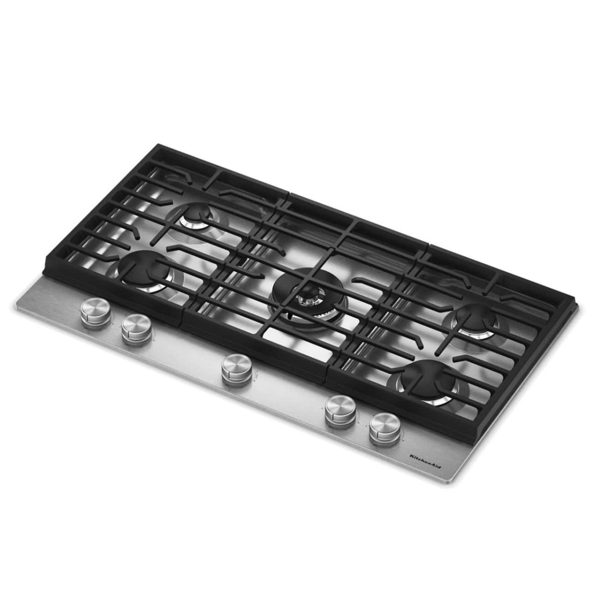 KitchenAid 36  in. Gas Cooktop with 5 Burners and Integrated Wok Grate - Stainless Steel