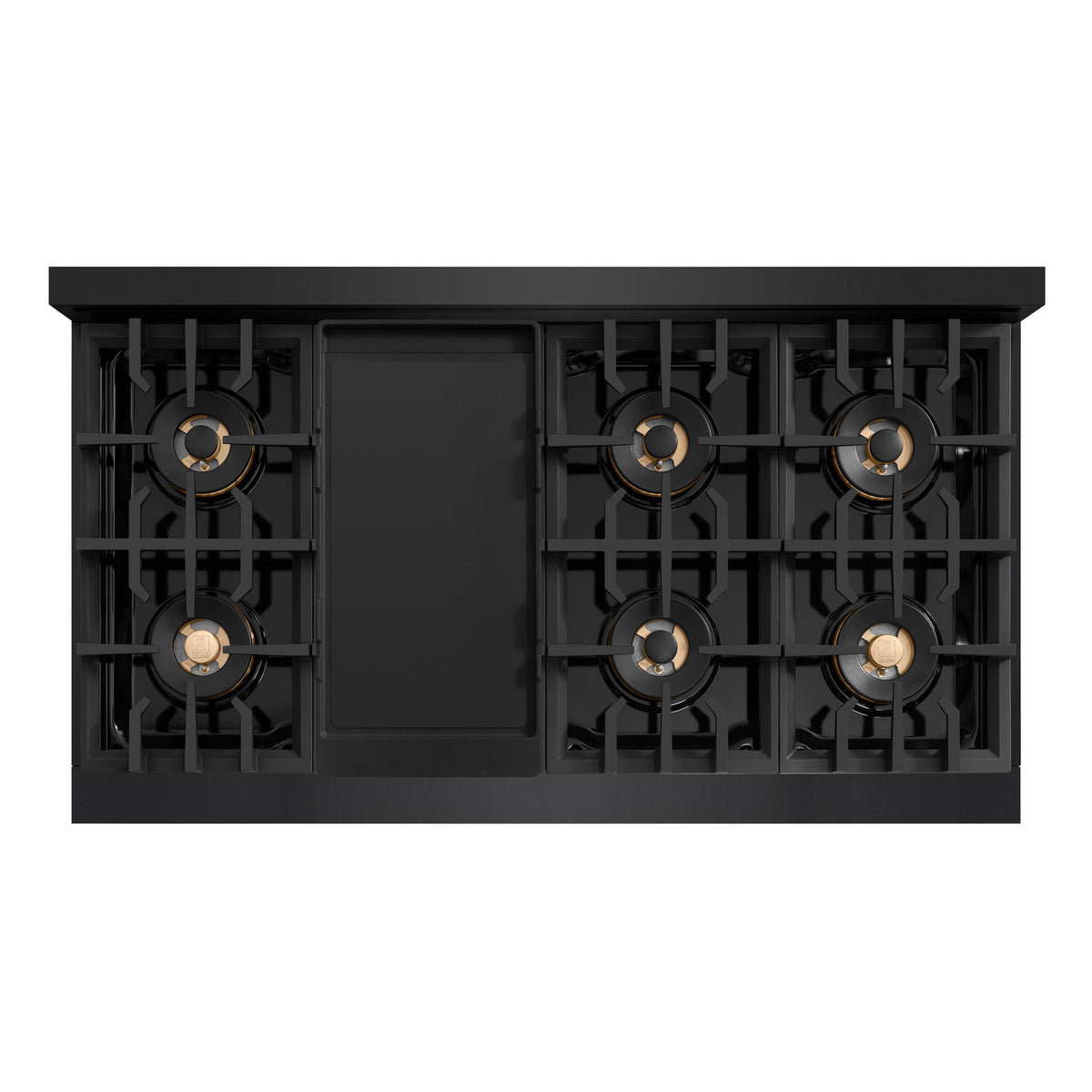 ZLINE - Autograph 48 in. 6.7 cu. ft. Classic Freestanding Black Stainless Dual Fuel Range w/ 8 DuoPro Burners & Bronze Accents - Black Stainless Steel