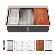 Topmount, Drop In Double Bowl Kitchen Sink