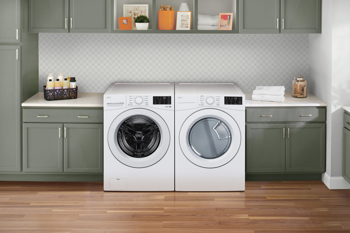 LG - 7.4 Cu. Ft. Stackable Gas Dryer with Wrinkle Care - White