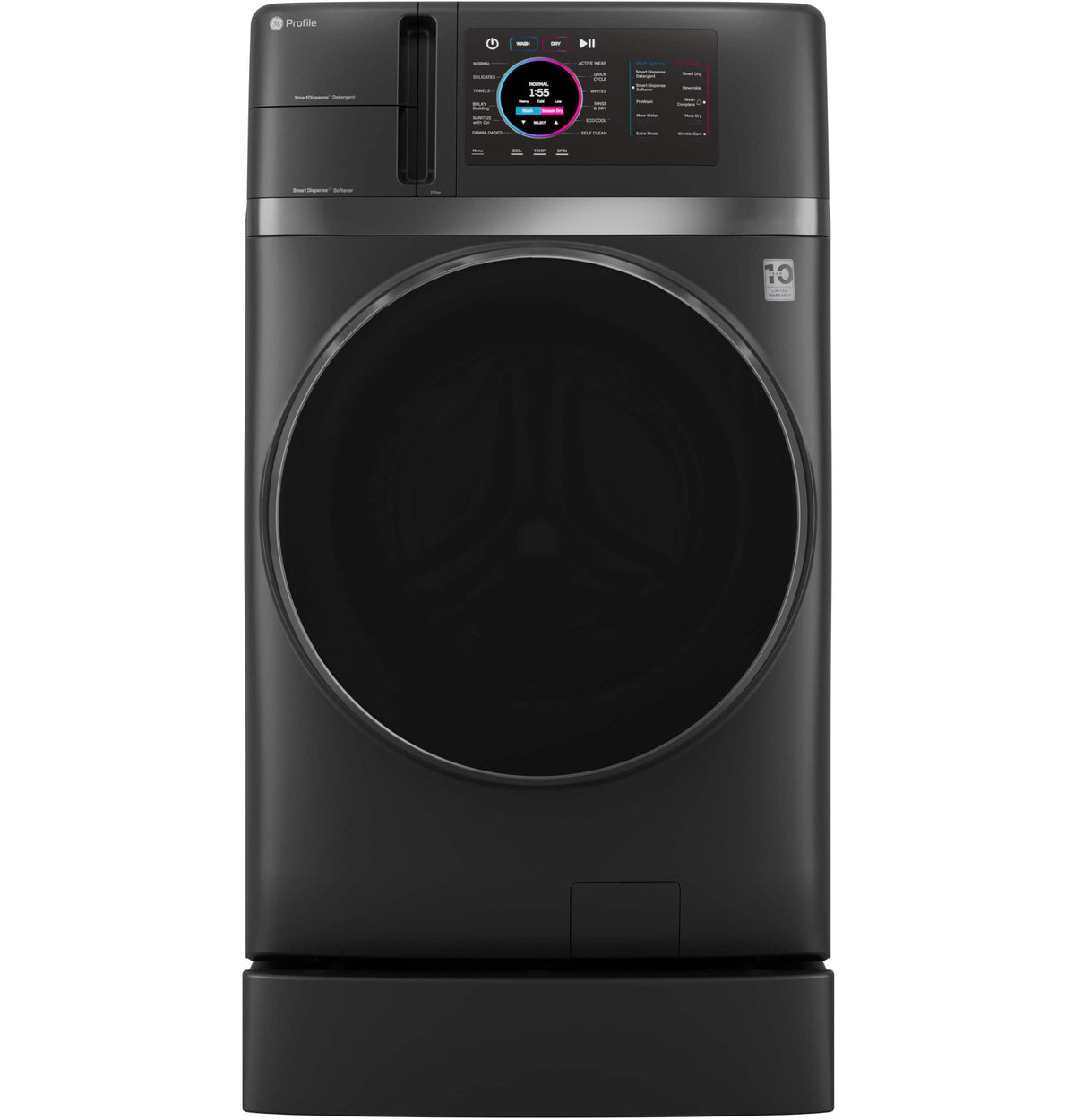 GE Profile - UltraFast 4.8 Cu. Ft. High-Efficiency Smart Front Load Washer and Electric Dryer Combo with Ventless Heat Pump - Carbon Graphite