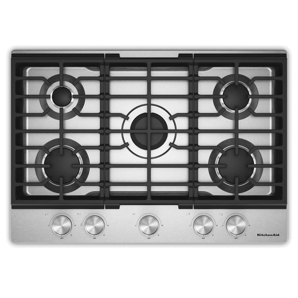 KitchenAid 30 in. Gas Cooktop with 5 Versatile Burners - Stainless Steel