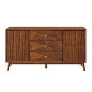Sideboard Buffet Cabinet With 3 Drawers And 2 Storage Cabinets - Walnut