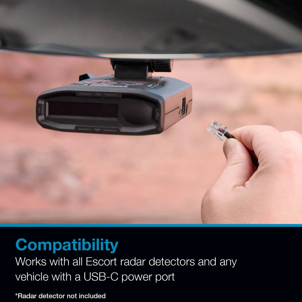 USB-C to RJ11 Cable, 4 feet Power Cord for Escort Radar Detectors - Black