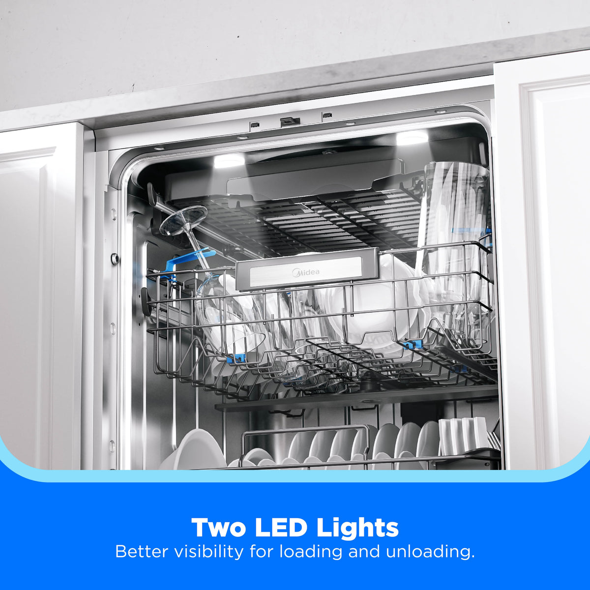 Midea - 24" Top Control Dishwasher with 3-Stage Total Drying, Bottle Wash Zone, 47 dB - Stainless Steel
