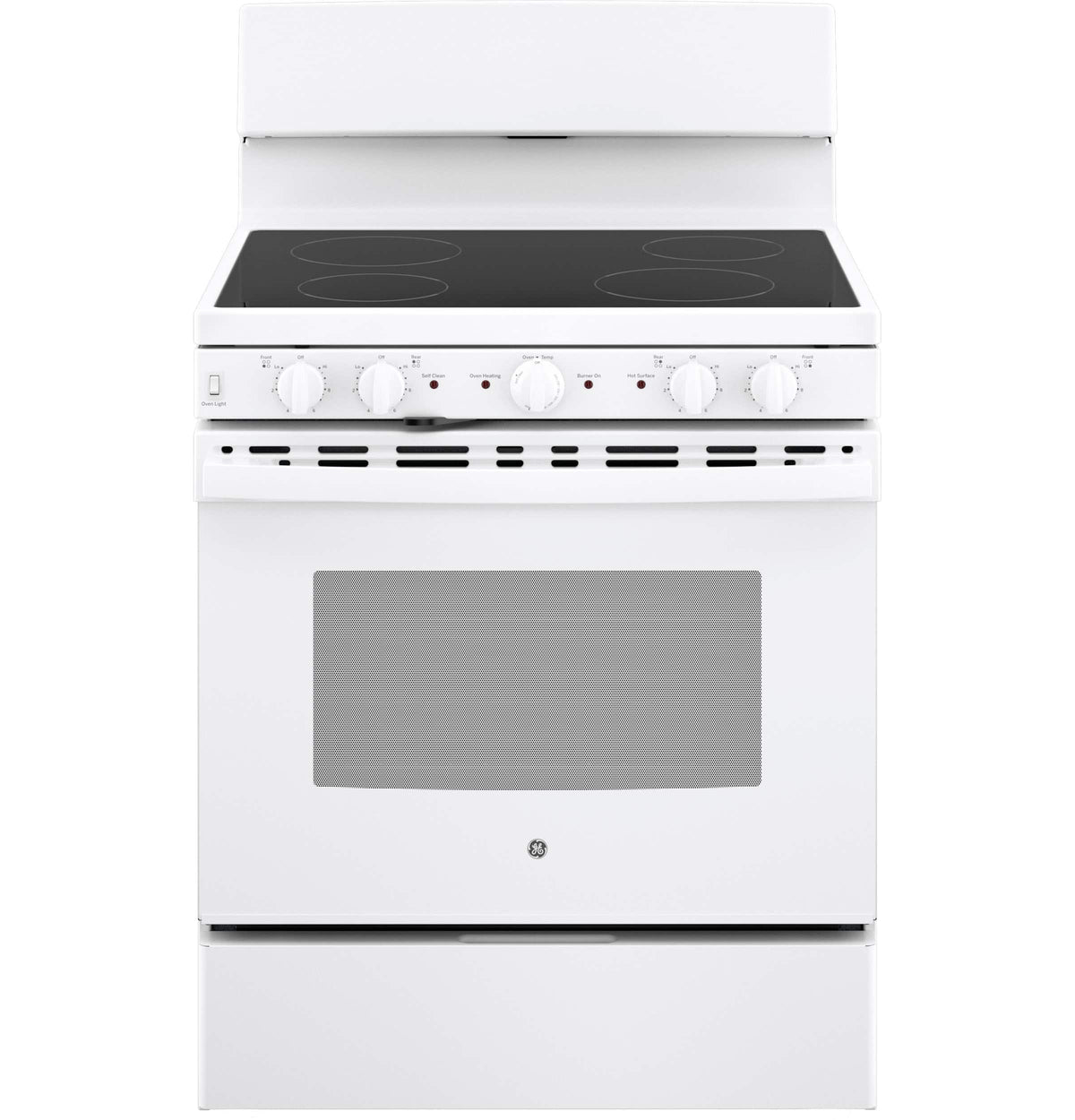 GE - 30 in. Wide 4 Elements 5 Cu. Ft. Freestanding Electric Range with Self-Cleaning and Dual-Element Bake - White
