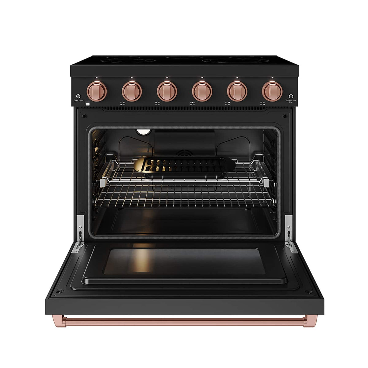 36 in. Wide 5 Elements Gordon Ramsay Series by Thor Kitchen 6.0 Cu.Ft Freestanding Electric Range with Rose Gold Handles - Black