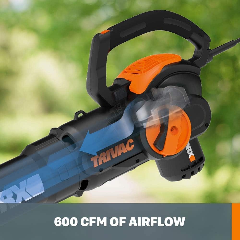 WORX - 12 Amp TRIVAC 75 MPH 600 CFM Electric Leaf Blower/Mulcher/Vacuum - Black