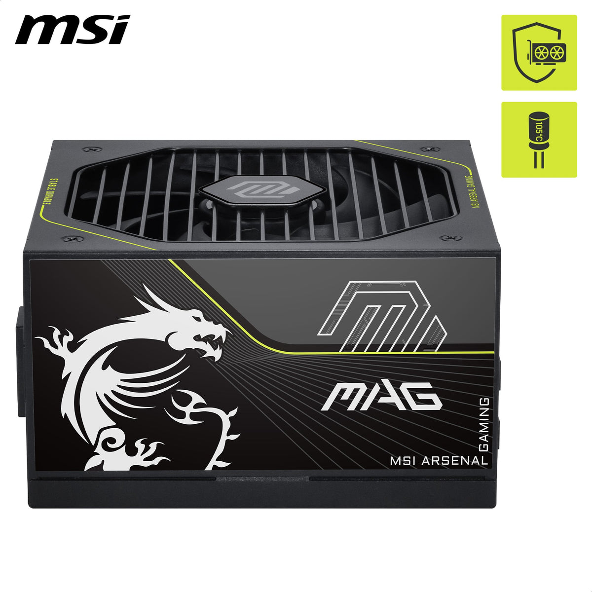 MSI - MAG A1200PLS PCIE5 - Full Modular - 80 Plus Platinum 1200W - 105°C Main Capacitor - ATX 3.1 Ready - Gaming Power Supply - Black