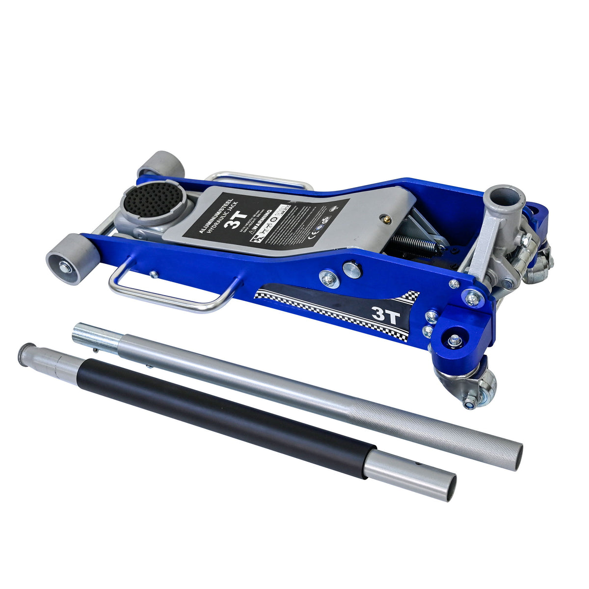 Hydraulic Trolley Floor Jack With Extra Saddle, Fits Suvs And Extended Height Trucks - Blue / Silver