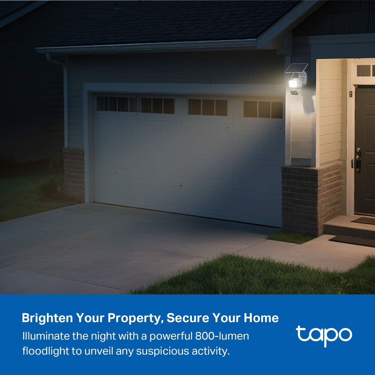 TP-Link - Tapo Wireless Floodlight Pan-Tilt Security Camera, 360° Viewing, 2K Crystal-Clear Video, Solar Charged - No Monthly Fees - White