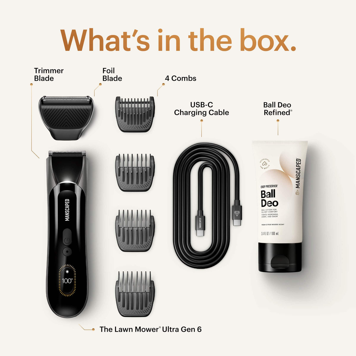 Manscaped - The Lawn Mower 6.0 Ultra Hair Trimmer Essentials Kit - Black