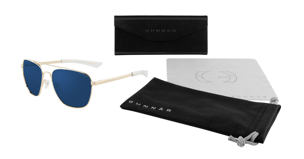 GUNNAR - Mustang Computer Glasses with Blue Light Reduction, Sun Lenses - Gold