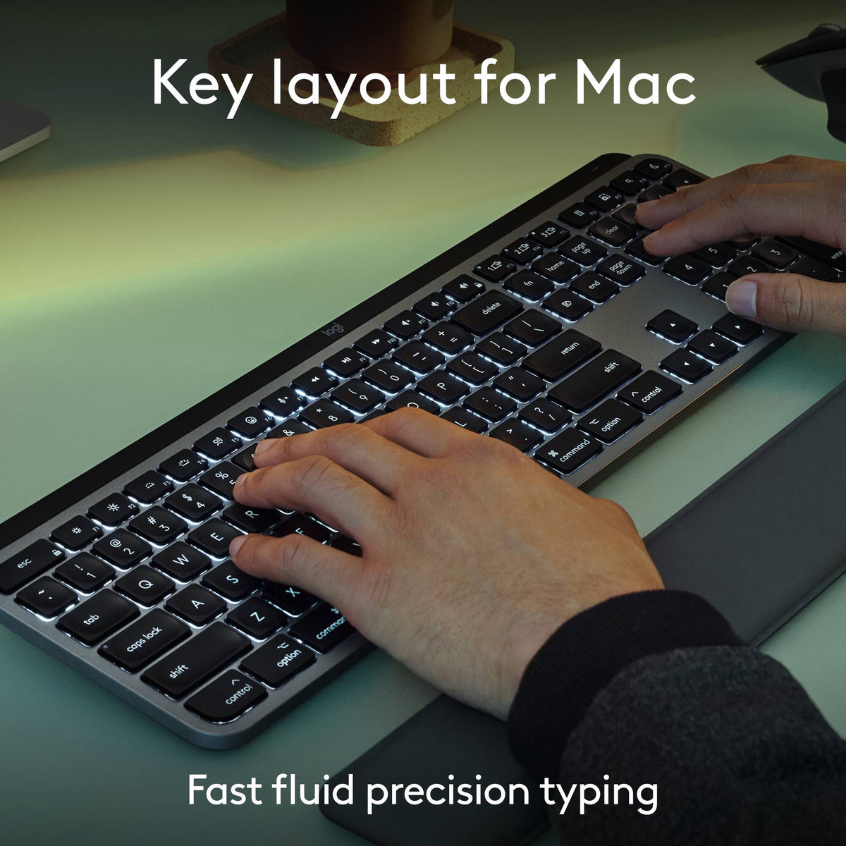 Logitech - MX Keys S Combo for Mac Full-size Wireless Scissor Keyboard and Mouse Bundle for MacBook, iMac, iPad with Palm-rest - Space Gray