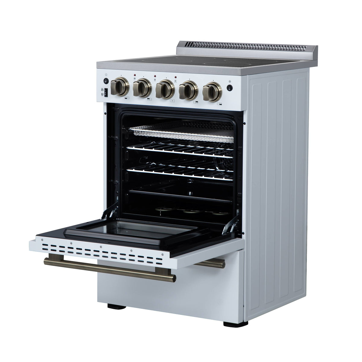 Forno Appliances - 24 in. Wide 4 Elements Loiano 2.3 Cu. Ft. Freestanding Electric Range with Storage Drawer - White